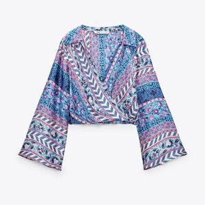 Zara Printed Satin Shirt NWT Siza Small